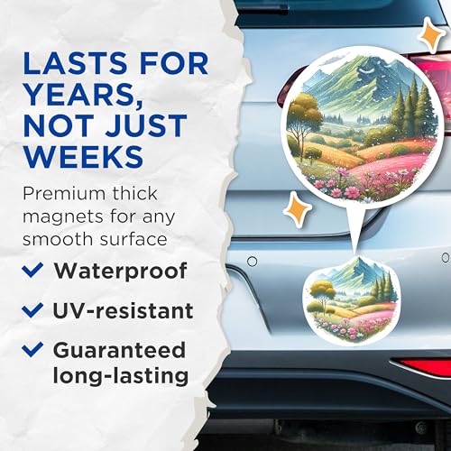 (2 Packs) Mountains Scenery Hillside Magnets - Nature Outdoorsman Hiking Hiker Magnets - 5 Inches On Longest Side - Premium Magnet - for Fridges, Toolboxes, Cars - Made in USA - MAG2295