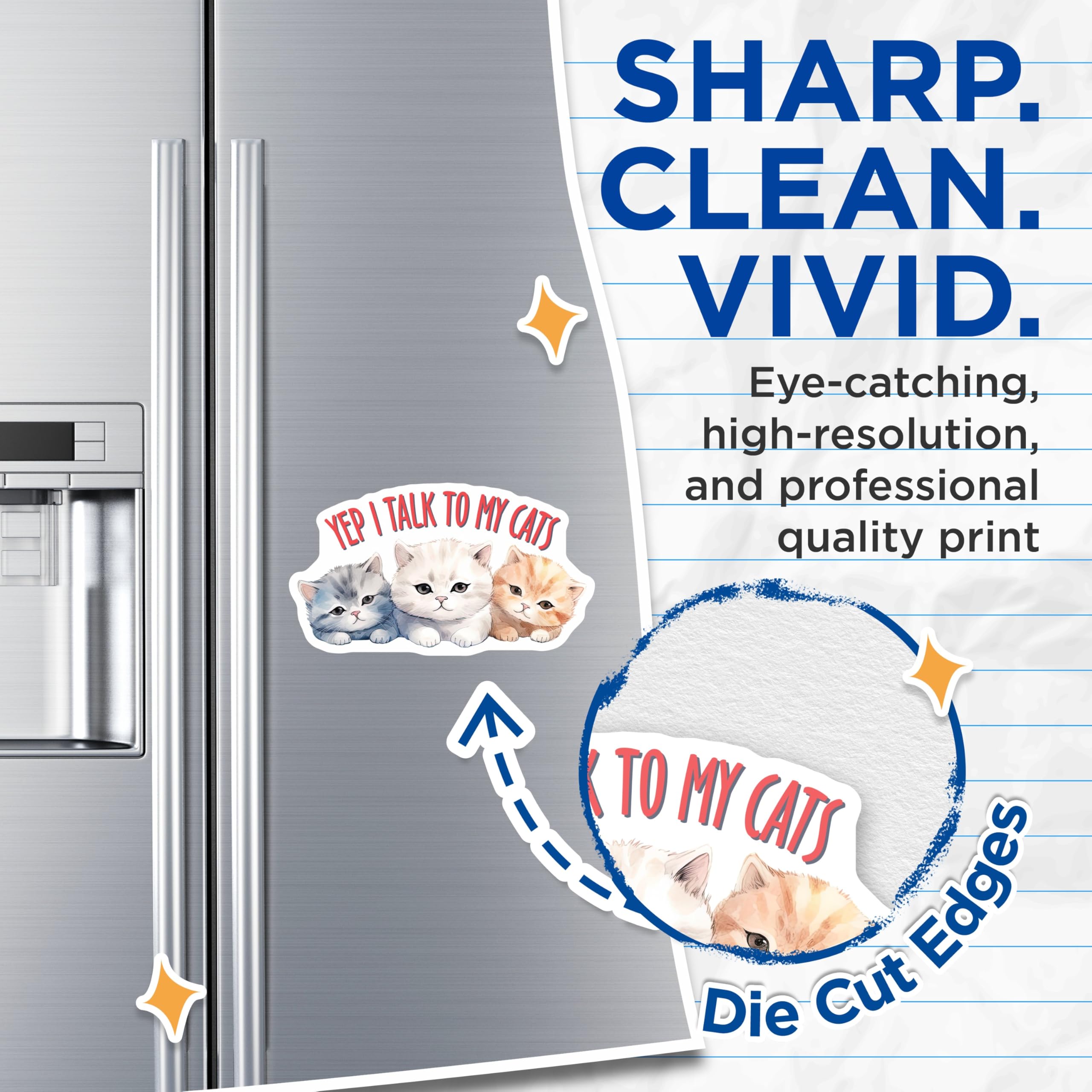 (2 Pack) Cat Lover Magnets - I Talk to My Cats Quote - Cute Kitten Refrigerator Magnets - 5" On Longest Side - Premium Magnet - for Cars, Refrigerators, Toolboxes, Lockers - Made in USA - MAG15106