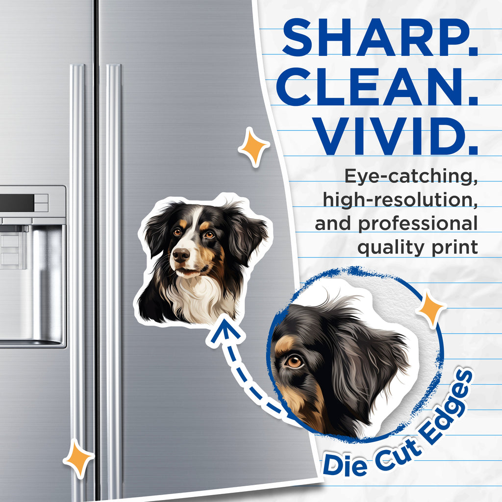 (2 Pack) Australian Shepherd Magnets - Aussie Dog Lover Decor - Pet Owner Home Fridge Magnet - Dog Mom Dad Present - 5 Inches On Longest Side - Thick Durable Magnet - Made in USA - MAG36157