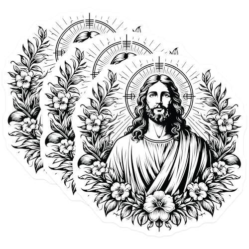 (3 Pack) Jesus Decals - Religious Stickers - Christian Laptop Decal - 3 Inches On Longest Side - Easy Peel & Apply - Made in USA - 3MCS6092