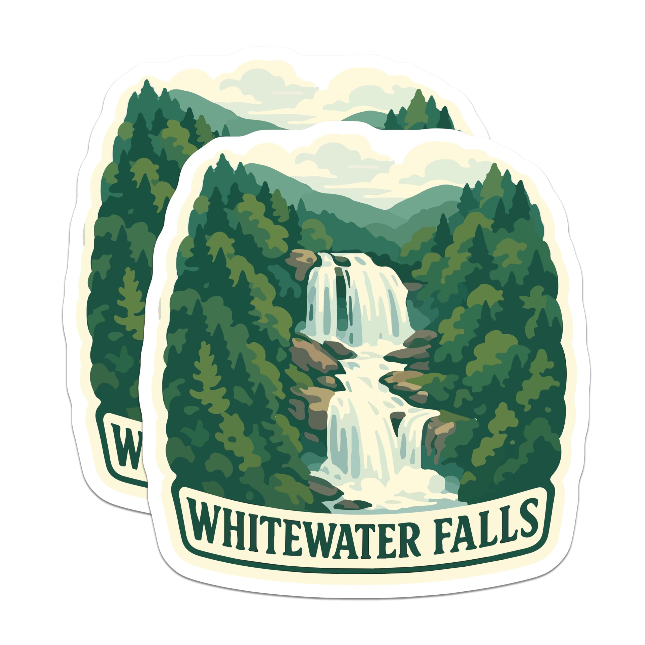 (2 Pack) Whitewater Falls Magnets - Scenic Nature Art - Mountain Landscape Decor - 5 Inches On Longest Side - Thick Durable Magnet - Made in USA - MAG20071