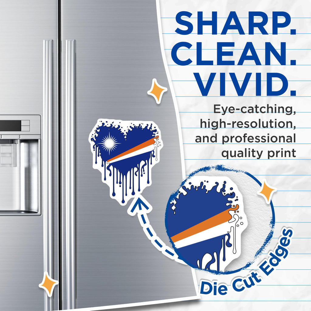 (2 Pack) Marshall Islands Flag Magnets - Heart Dripping Flag - National Pride Decor - 5" On Longest Side - Premium Magnet - for Cars, Refrigerators, Toolboxes, Lockers - Made in USA - MAG17183