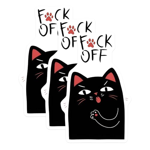 (3 Pack) Funny Cat Decals - Sarcastic Kitty - Laptop Decal - 3 Inches On Longest Side - Easy Peel & Apply - Made in USA - 3MCS7408
