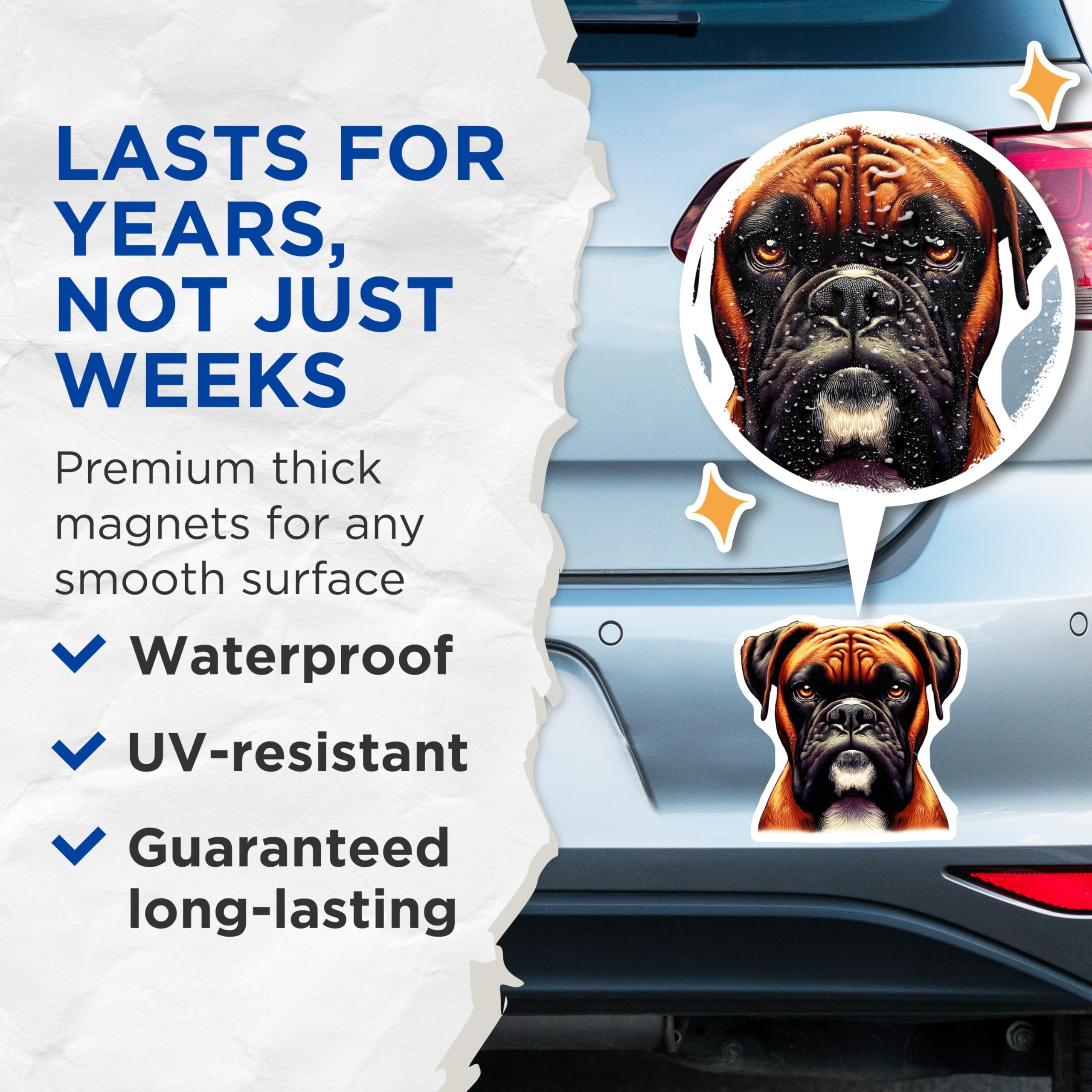 (2 Pack) Boxer Dog Magnets - Canine Art Home Decor - Fridge Refrigerator Magnets - 5" On Longest Side - Premium Magnet - for Cars, Refrigerators, Toolboxes, Lockers - Made in USA - MAG15602