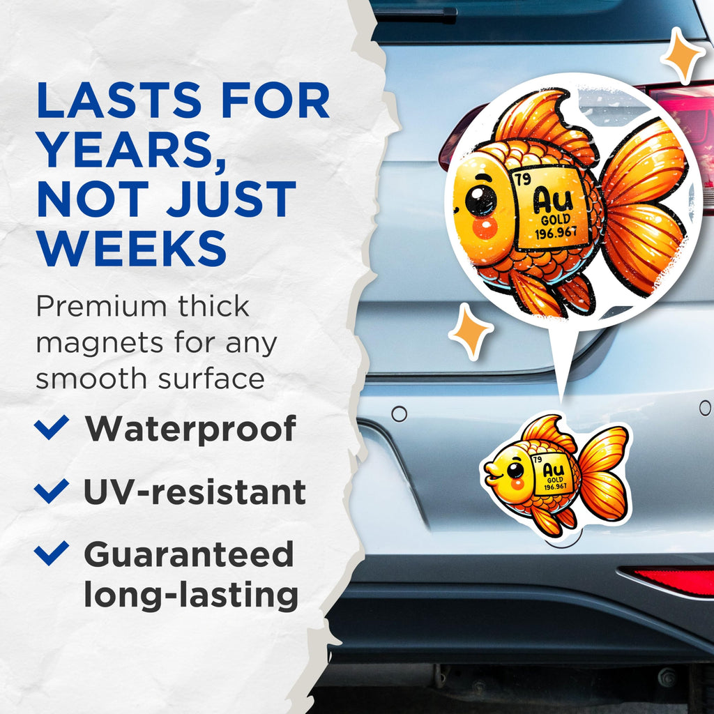 (2 Pack) Gold Fish Magnets - 5" On Longest Side - for Cars, Fridges, Toolboxes - Made in USA - MAG8016