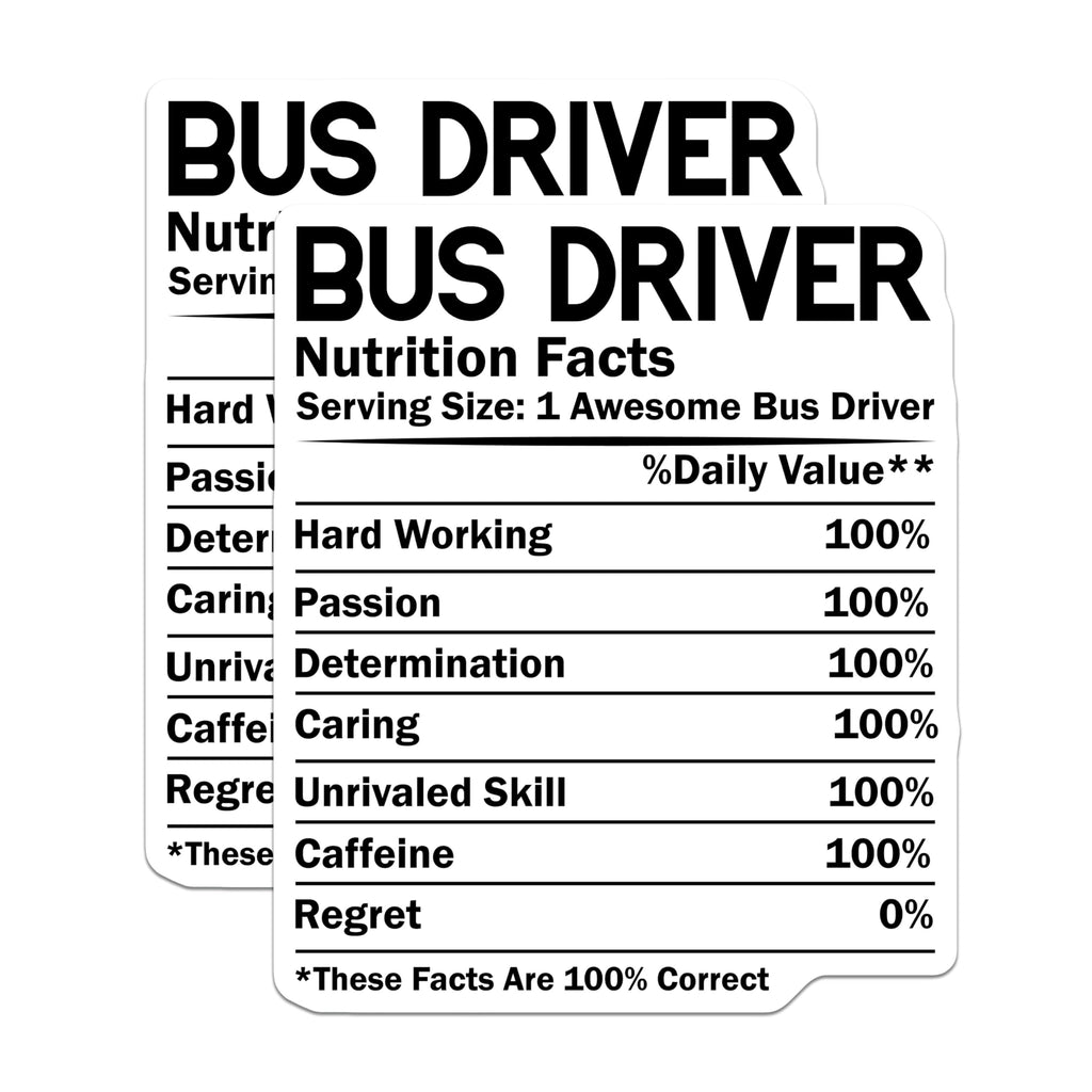 (2 Pack) Bus Driver Magnets - Nutrition Facts - School Bus Driver Appreciation - 5" On Longest Side - Premium Magnet - for Cars, Refrigerators, Toolboxes, Lockers - Made in USA - MAG14548