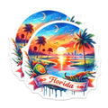 (2 Pack) Florida Adventure Stickers - Sunset Nature Art - Tropical Vacation Illustration - 5" On Longest Side - Sticks to Smooth Flat Surfaces - Made in USA - BMCS6659