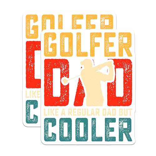 (2 Pack) Golfer Dad Magnets - Like a Regular Dad But Cooler - Father's Day - 5" On Longest Side - for Cars, Fridges, Toolboxes - Made in USA - MAG3701