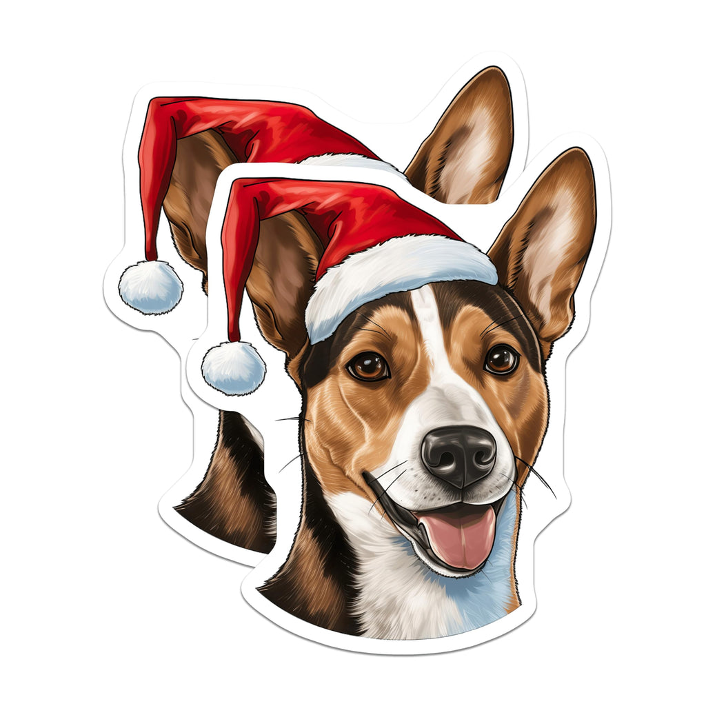 (2 Pack) Christmas Dog Magnets - Santa Hat Canine - Holiday Pet Accessories - 5 Inches On Longest Side - Thick Durable Magnet - Made in USA - MAG30556