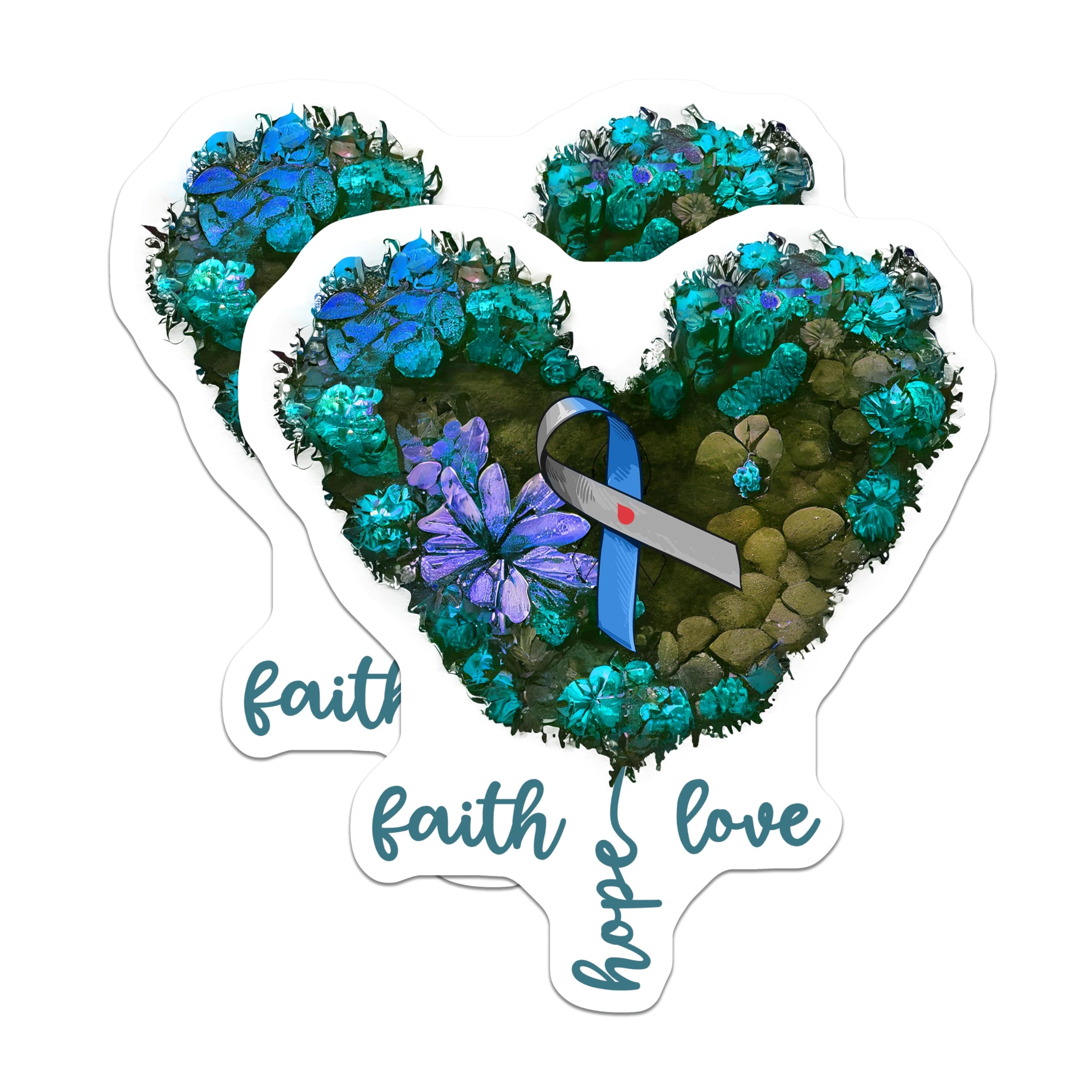 (2 Pack) Faith Hope Love Magnets - Awareness Ribbon Magnet - Heart Shaped Fridge Magnets - 5" On Longest Side - Premium Magnet - for Cars, Refrigerators, Toolboxes, Lockers - Made in USA - MAG16534