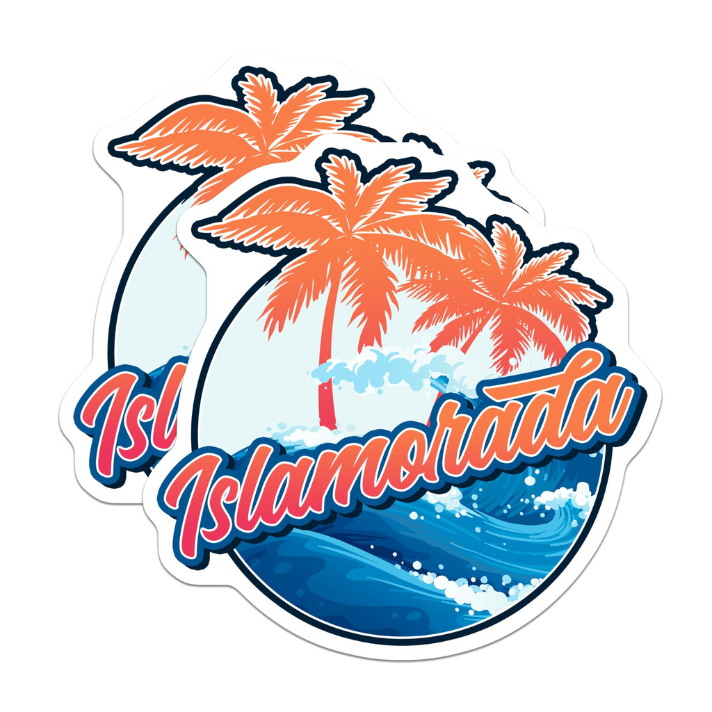 (2 Pack) Islamorada Florida Magnets - Tropical Palm Trees - Ocean Wave Refrigerator Magnets - 5" On Longest Side - Premium Magnet - for Cars, Refrigerators, Toolboxes, Lockers - Made in USA - MAG17947
