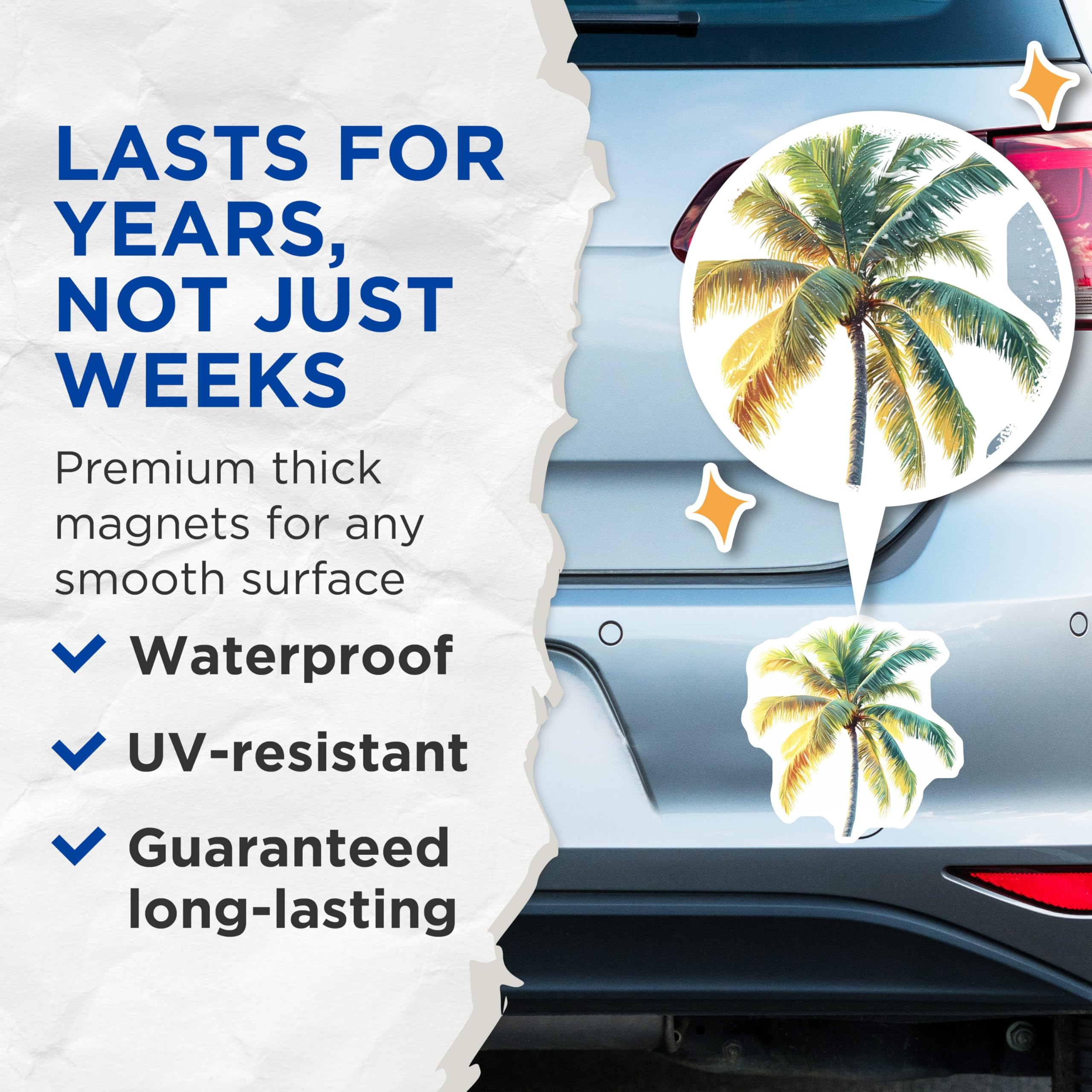 (2 Pack) Tropical Palm Tree Magnets - Vibrant Beach Decor - Island Life Summer Accessory for Refrigerator - 5 Inches On Longest Side - Thick Durable Magnet - Made in USA - MAG29841