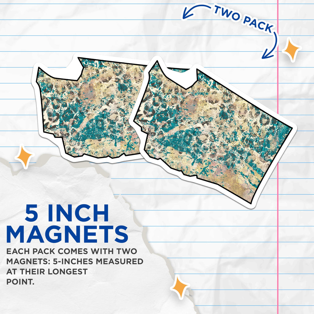 (2 Pack) Washington State Magnets - Abstract Art Fridge Magnets - Home Decor Souvenir - 5" On Longest Side - Premium Magnet - for Cars, Refrigerators, Toolboxes, Lockers - Made in USA - MAG18621