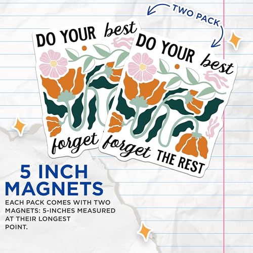 (2 Pack) Motivational Quote Magnets - Do Your Best Forget The Rest - Inspirational Home - Positive Vibes Magnet - 5" On Longest Side - for Cars, Fridges, Toolboxes - Made in USA - MAG3836