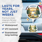 (2 Pack) The Mountains are Calling Magnets - Campfire Magnets - Outdoor Adventure Magnets - 5" On Longest Side - for Cars, Refrigerators, Toolboxes, Lockers - Made in USA BMCS3270