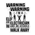 (2 Pack) Warning Electrician Stickers - Funny Work Sticker - Electrical Humor - 5" On Longest Side - Sticks to Smooth Flat Surfaces - Made in USA - BMCS6319