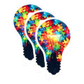 (3 Pack) Autism Awareness Decals - Puzzle Piece Lightbulb - Neurodiversity Support Decal - 3 Inches On Longest Side - Easy Peel & Apply - Made in USA - 3MCS6660