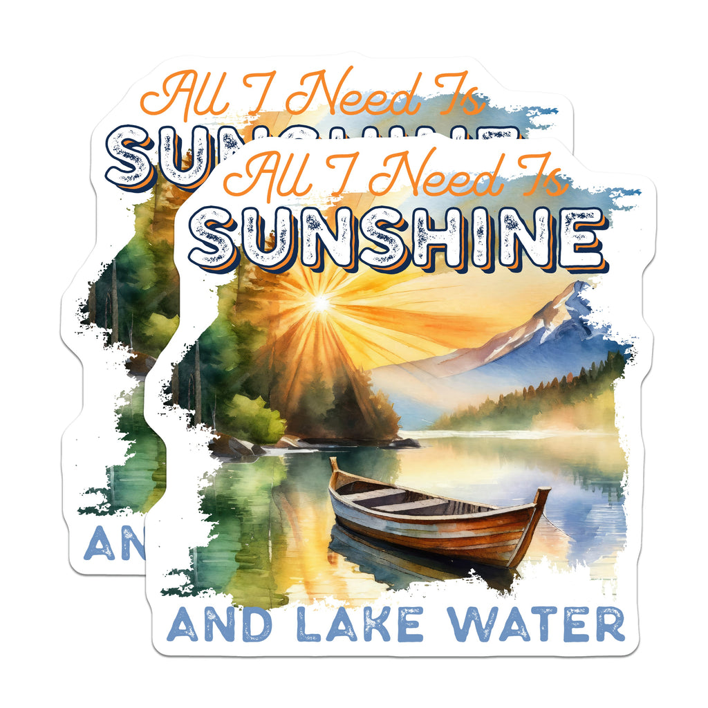 (2 Pack) Lake House Decor Magnets - Cabin Life Accessory - Sunshine Lake Water Vibe - 5 Inches On Longest Side - Thick Durable Magnet - Made in USA - MAG38027