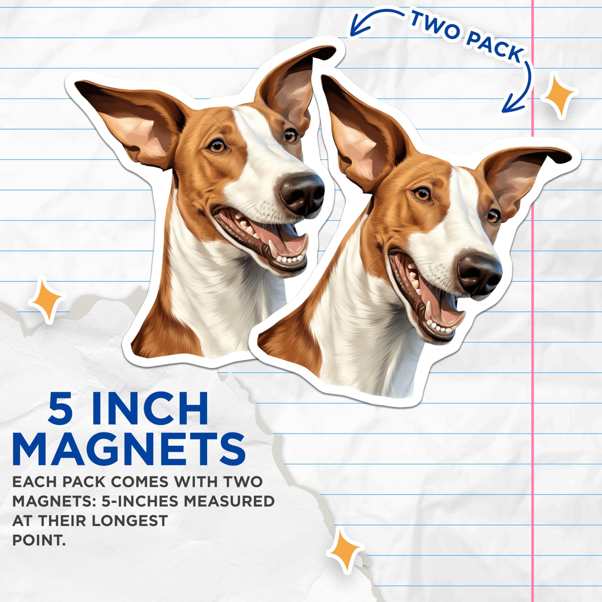 (2 Pack) Basenji Dog Magnets - Happy Pet Art for Dog Owners - Fridge Locker Whiteboard Home Decor - 5 Inches On Longest Side - Thick Durable Magnet - Made in USA - MAG29767