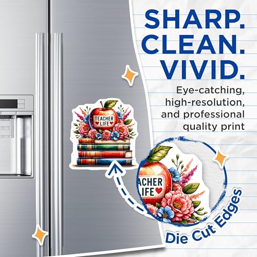 (2 Pack) Teacher Life Magnets - Apple Books Magnets - Classroom Decor - Education Enthusiast - 5" On Longest Side - for Cars, Fridges, Toolboxes - Made in USA - MAG6713