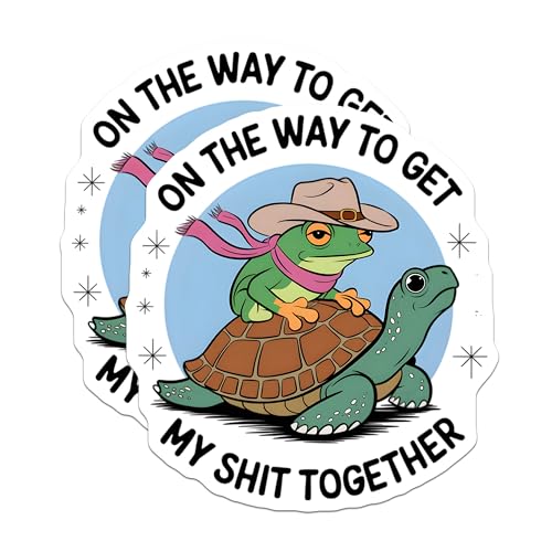 (2 Pack) Funny Frog Magnets - On The Way to Get My Together - Motivational Turtle - Fun Fridge Decor - Inspirational Animal - 5" On Longest Side - for Cars, Fridges, Toolboxes - Made in USA - MAG6964