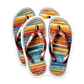 (2 Pack) Beach Flip Flop Stickers - Summer Sandals - Colorful Stripes - 5" On Longest Side - Sticks to Smooth Flat Surfaces - Made in USA - BMCS9327