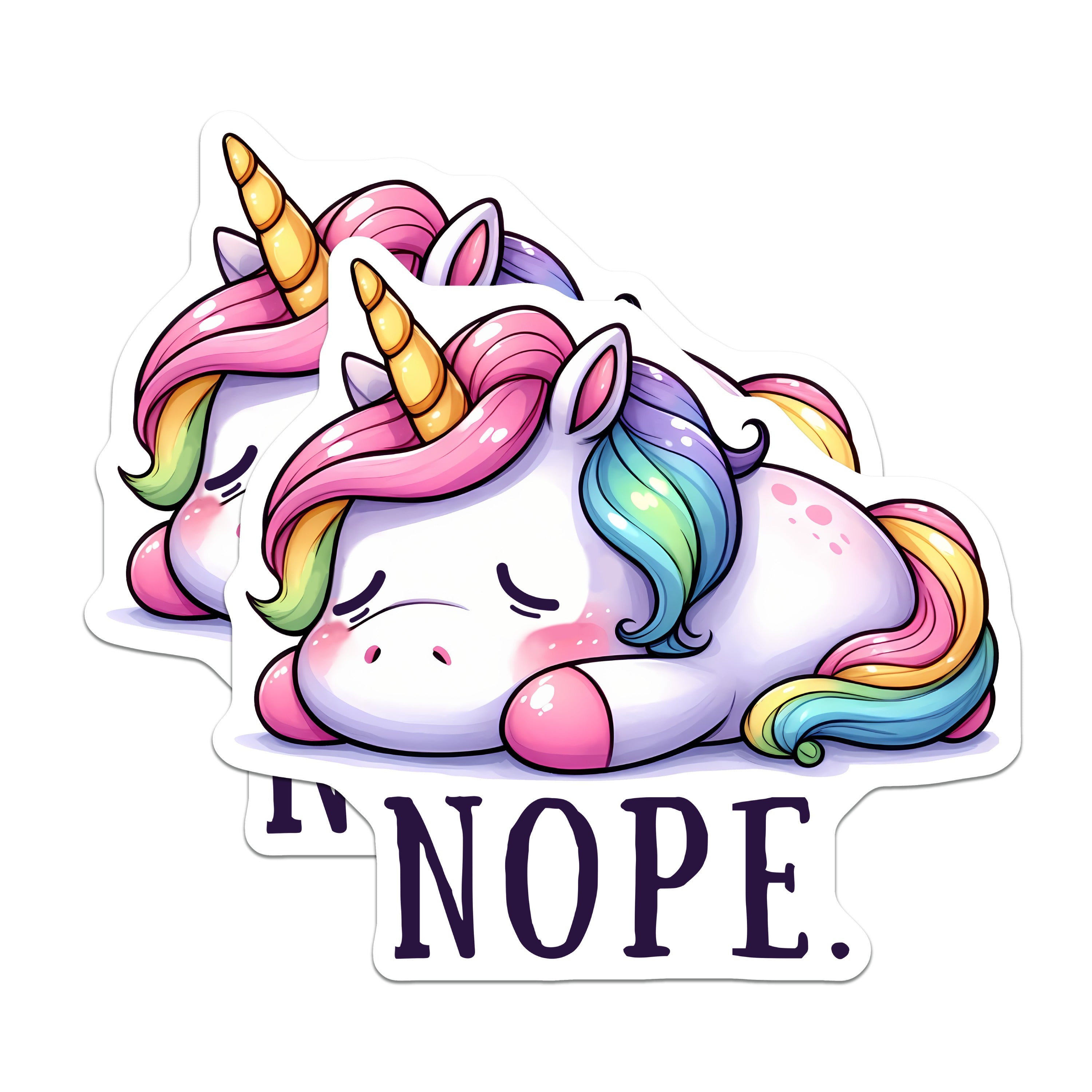 (2 Pack) Nope Unicorn Magnets - Relatable Mood Decor - Sarcastic Quote Gift for Fridge Locker - 5 Inches On Longest Side - Thick Durable Magnet - Made in USA - MAG39730