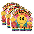 (3 Pack) Retro Smiley Face Decals - Rainbow Kindness Quote - 70s Inspired Laptop Decals - 3 Inches On Longest Side - Easy Peel & Apply - Made in USA - 3MCS2673