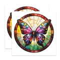 (2 Pack) Stained Glass Butterfly Magnets - Vibrant Nature Art - Refrigerator Decor Accent - 5 Inches On Longest Side - Thick Durable Magnet - Made in USA - MAG28890