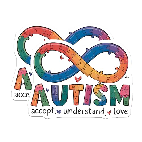 (2 Pack) Accept Understand Love Magnet - Puzzle Piece Design - Autism Advocate Decor - 5" On Longest Side - Sticks to Smooth Flat Surfaces - Made in USA - MAG9842