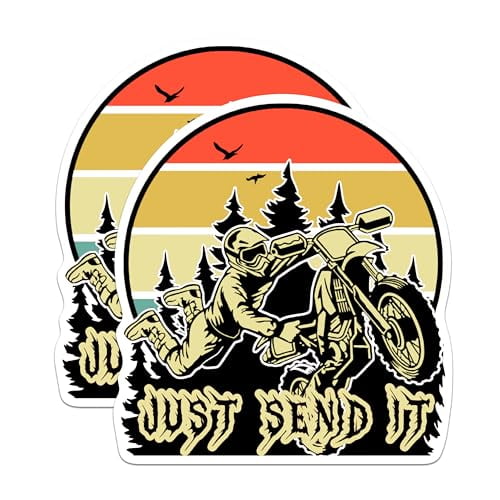 (2 Pack) Just Send It Magnets - Dirt Biker Magnet - Funny Dirt Bike Rider Magnet - 5" On Longest Side - Premium Magnet - for Cars, Refrigerators, Toolboxes, Lockers - Made in USA - MAG1643