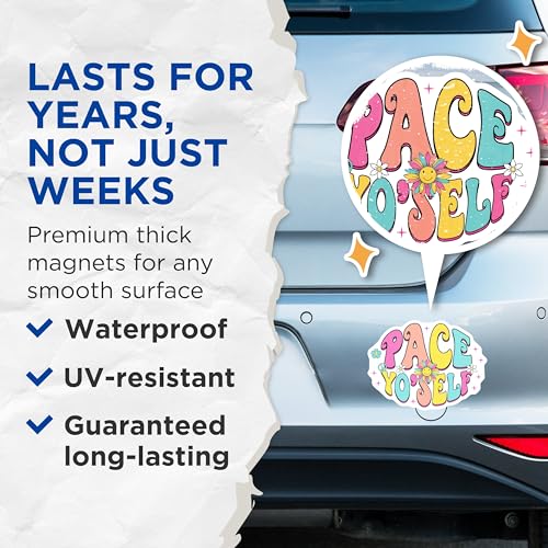 (2 Pack) Pace Yo Self Magnets Magnets - 5" On Longest Side - Made in USA - Sticks to Refrigerators & Metal Surfaces - MAG9139