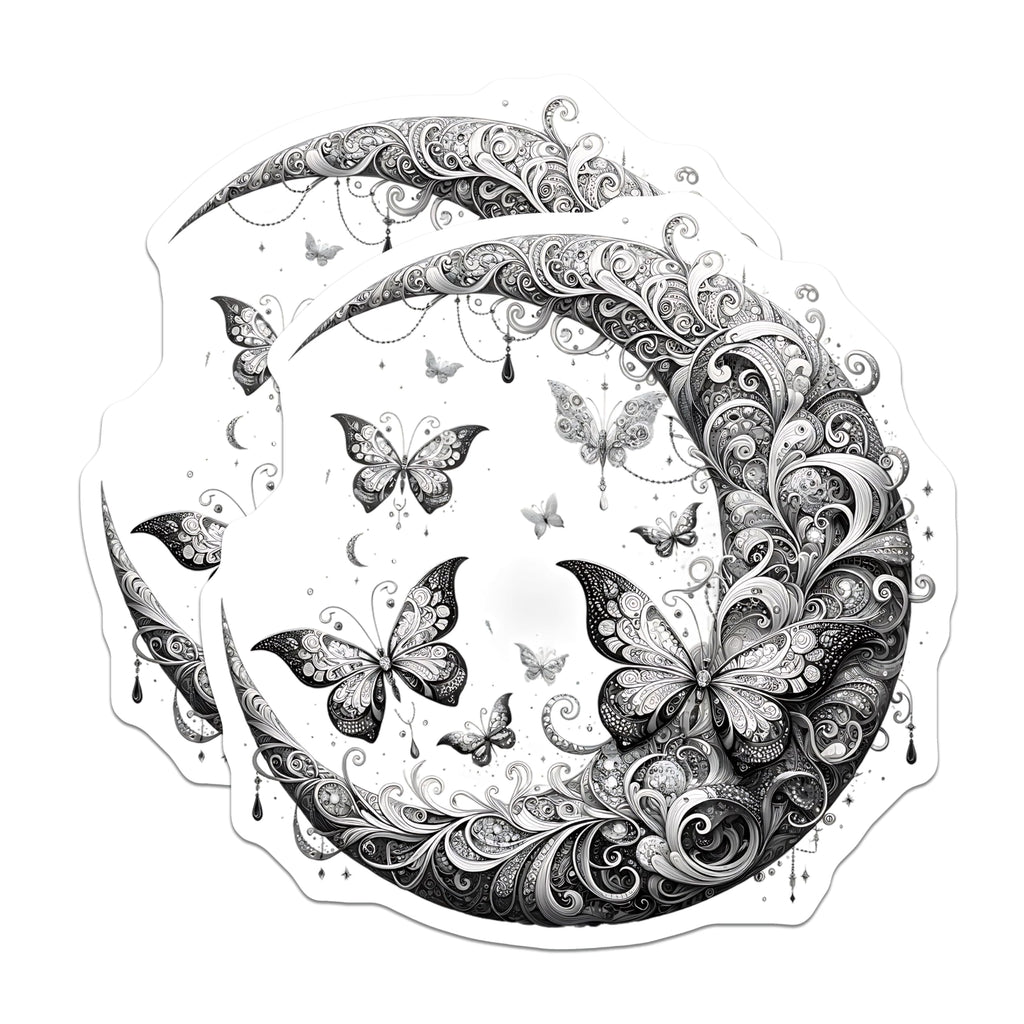 (2 Pack) Butterfly Moon Magnets - Celestial Decor - Decorative Refrigerator Magnets - 5" On Longest Side - Premium Magnet - for Cars, Refrigerators, Toolboxes, Lockers - Made in USA - MAG16236