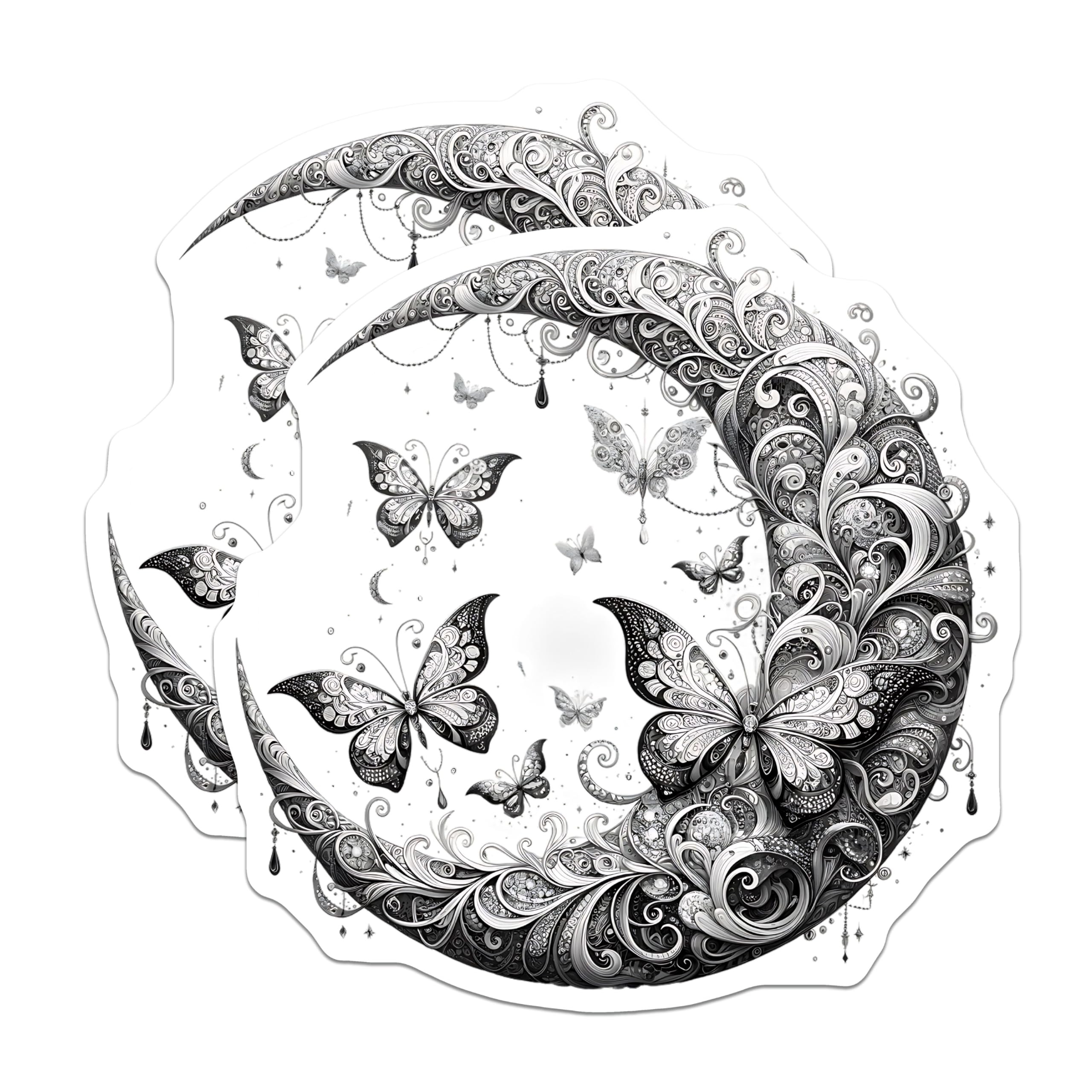 (2 Pack) Butterfly Moon Magnets - Celestial Decor - Decorative Refrigerator Magnets - 5" On Longest Side - Premium Magnet - for Cars, Refrigerators, Toolboxes, Lockers - Made in USA - MAG16236