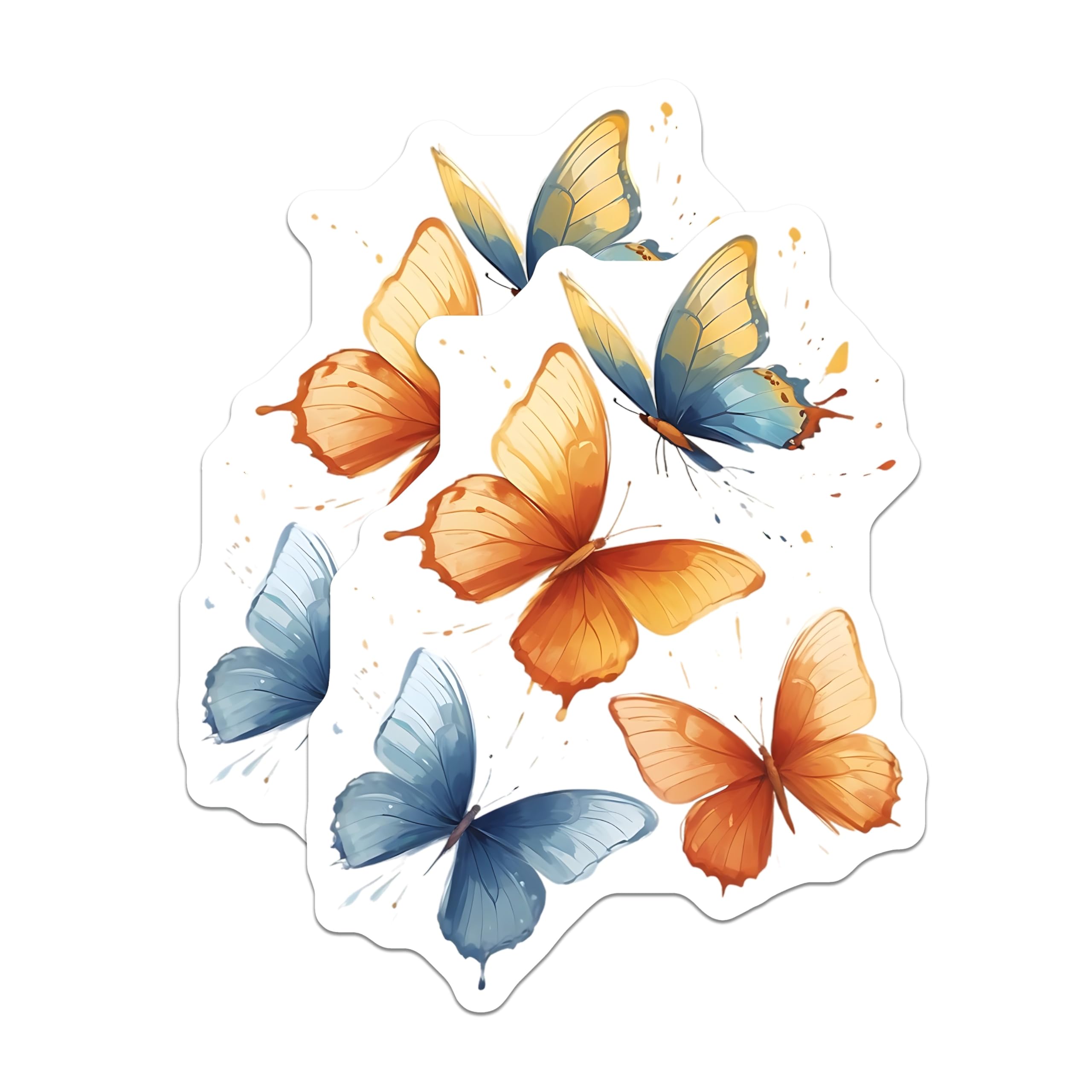 (2 Pack) Butterfly Stickers - Colorful Insect Stickers - Watercolor Butterfly Art - 5" On Longest Side - Sticks to Smooth Flat Surfaces - Made in USA - BMCS14116