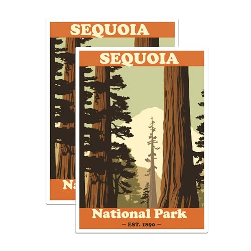 (2 Packs) Sequoia National Park Stickers - Sequoia National Park Decals - 5 Inches On Longest Side - Premium Vinyl Decal - Sticks to Any Smooth Flat Surface - Made in USA - BMCS2519