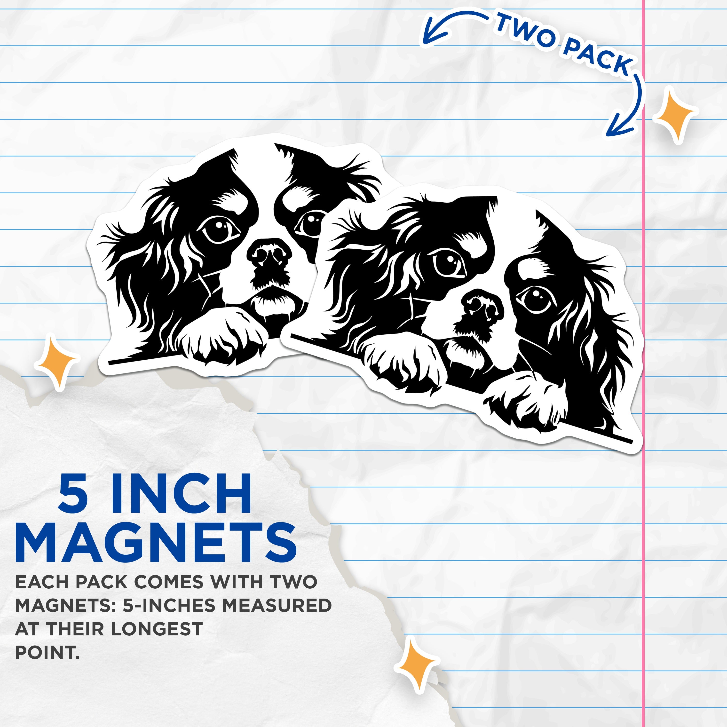 (2 Pack) Cavalier King Charles Spaniel Magnets - Dog Lover Decor - Pet Owner Fridge Magnet - Puppy Art Locker Whiteboard Animal Decor - 5" - Thick Durable Magnet - Made in USA - MAG39704