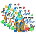 (3 Pack) Autism Awareness Decals - Gnome Puzzle Piece - We Wear Blue - 3 Inches On Longest Side - Easy Peel & Apply - Made in USA - 3MCS7574