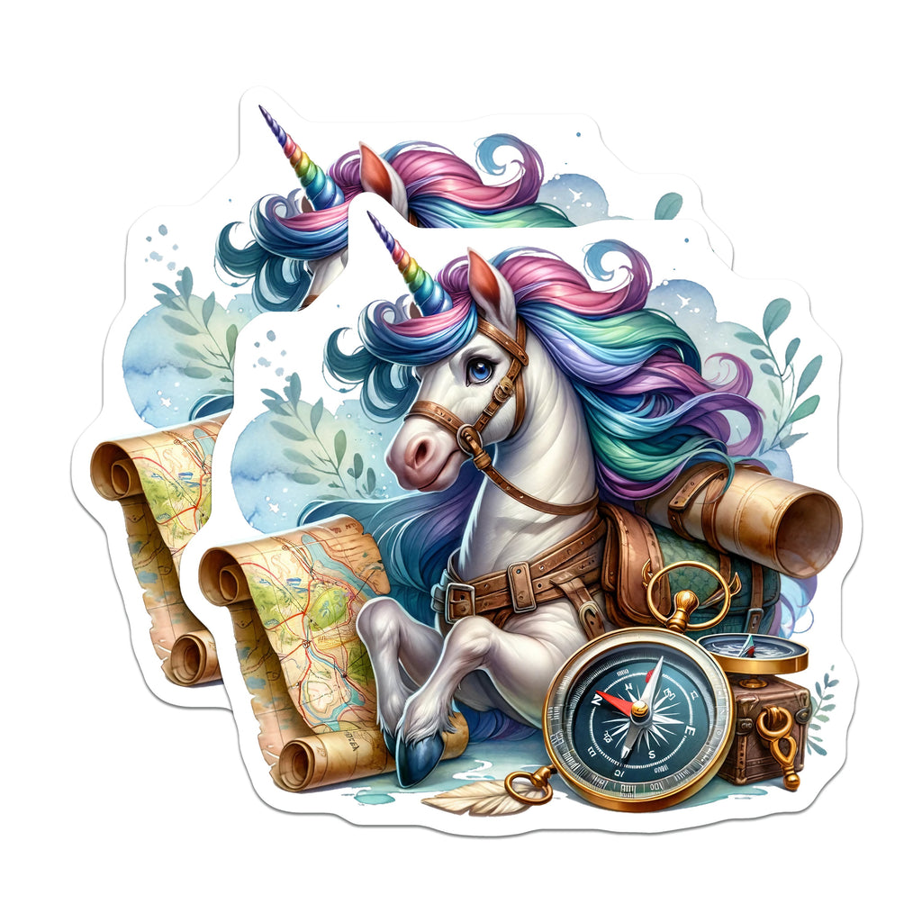 (2 Pack) Whimsical Unicorn Adventure Magnets - Magical Fantasy Explorer - Rainbow Mane Mythical Creature Decor - 5 Inches On Longest Side - Thick Durable Magnet - Made in USA - MAG38172