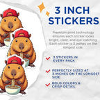 (3 Pack) Capybara Ramen Decals - Cute Animal Sticker - Laptop Hydroflask Decal - 3 Inches On Longest Side - Easy Peel & Apply - Made in USA - 3MCS8665
