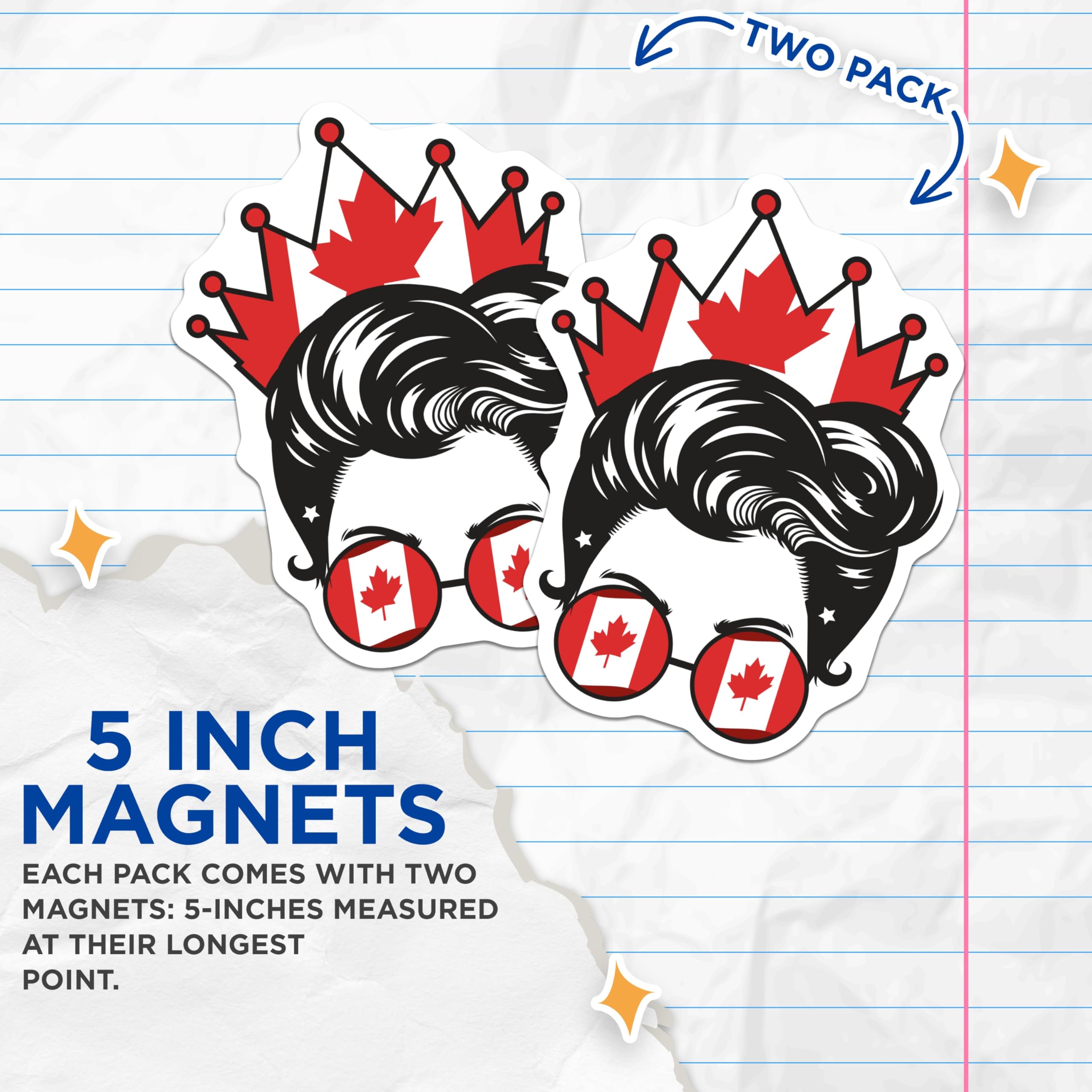 (2 Pack) Canada Flag Magnets - Messy Bun Canadian Girl - Patriotic Pride Decoration - 5" On Longest Side - Premium Magnet - for Cars, Refrigerators, Toolboxes, Lockers - Made in USA - MAG18975