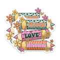(2 Pack) Teacher Appreciation Magnets - Retro Teach Love Inspire - Floral Pencil Decor - 5" On Longest Side - Premium Magnet - for Cars, Refrigerators, Toolboxes, Lockers - Made in USA - MAG18284