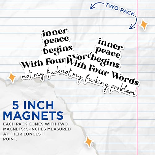 (2 Pack) Inner Peace Magnets - Motivational Quote Magnets - Funny Adult Magnets- 5" On Longest Side - for Fridges, Toolboxes, Cars - Made in USA - MAG2984
