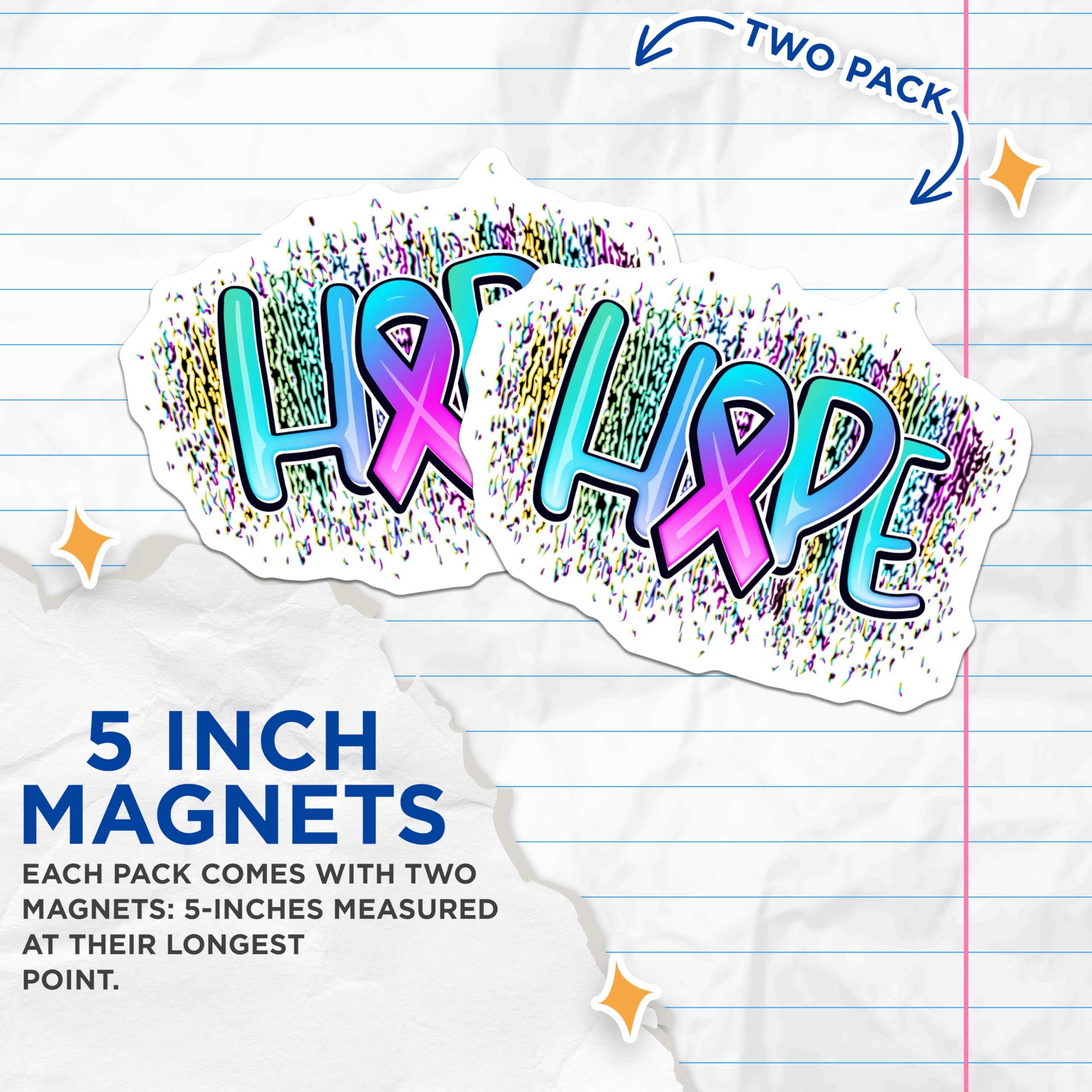 (2 Pack) Hope Ribbon Magnets - Awareness Magnets - Inspirational Saying Magnets - 5" On Longest Side - Premium Magnet - for Cars, Refrigerators, Toolboxes, Lockers - Made in USA - MAG18860