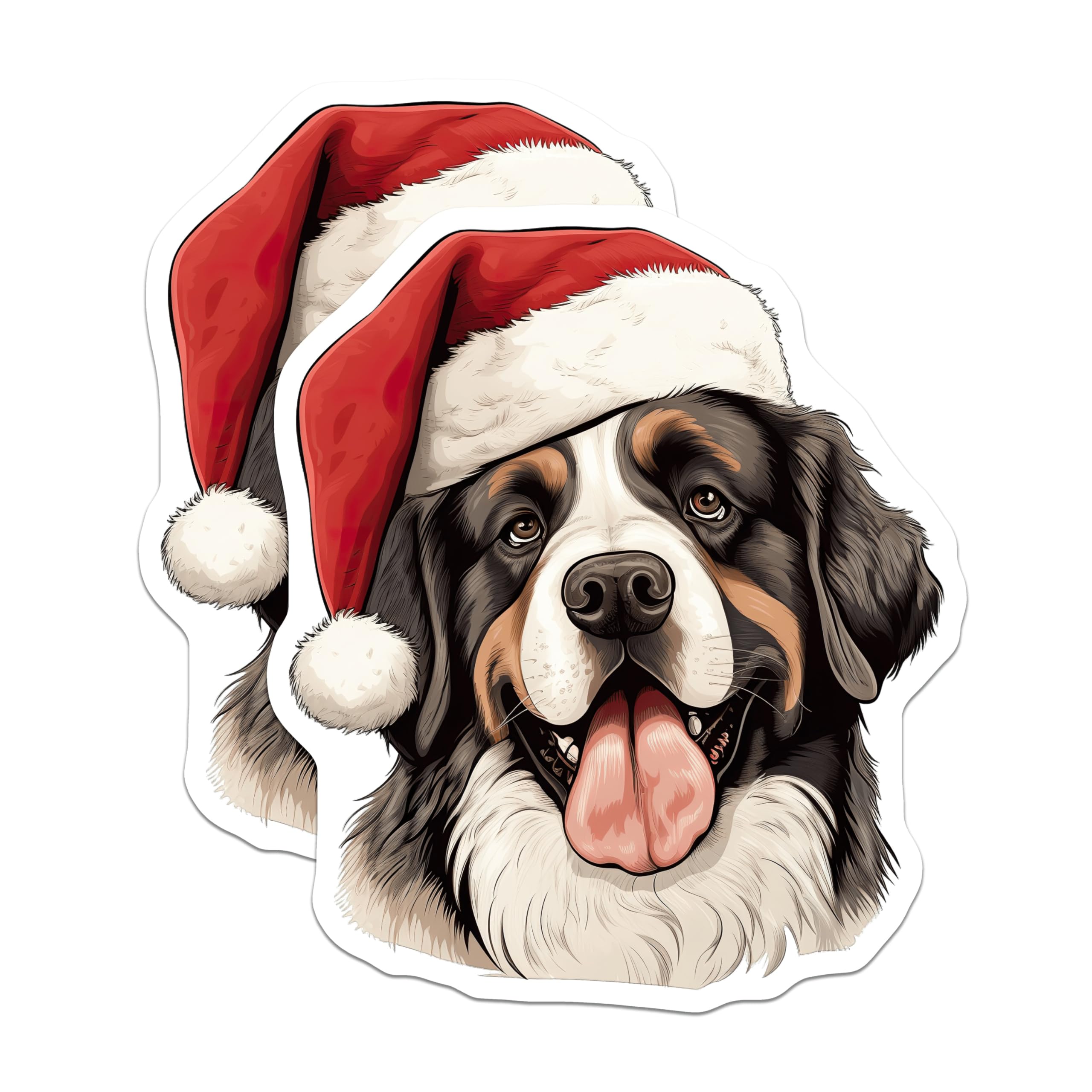 (2 Pack) Bernese Mountain Dog Magnets - Christmas Dog Decor - Holiday Refrigerator Art - 5 Inches On Longest Side - Thick Durable Magnet - Made in USA - MAG24562