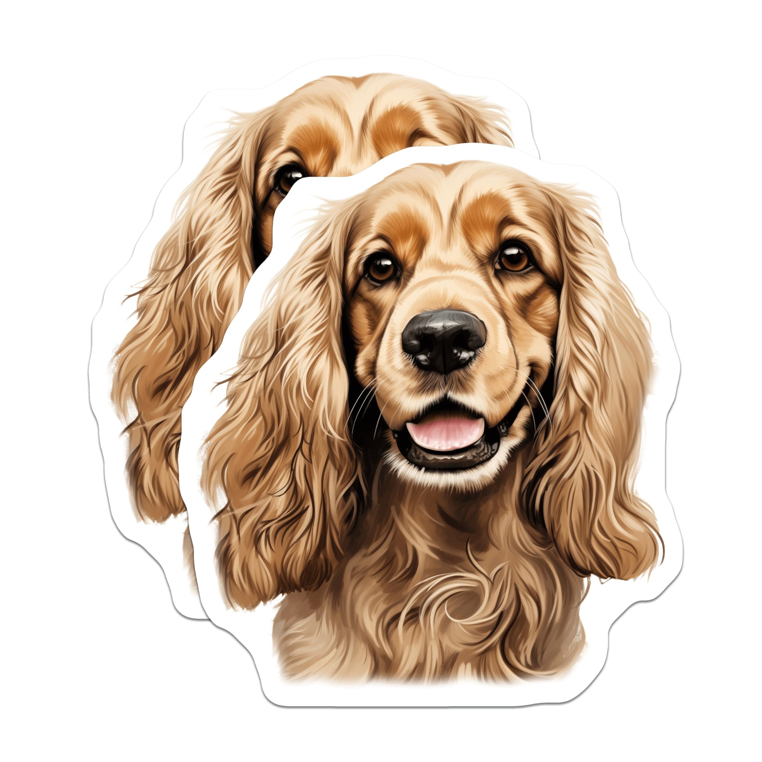 (2 Pack) Cocker Spaniel Dog Magnets - Adorable Puppy Pet Artwork - Refrigerator Locker Decor - 5 Inches On Longest Side - Thick Durable Magnet - Made in USA - MAG24661