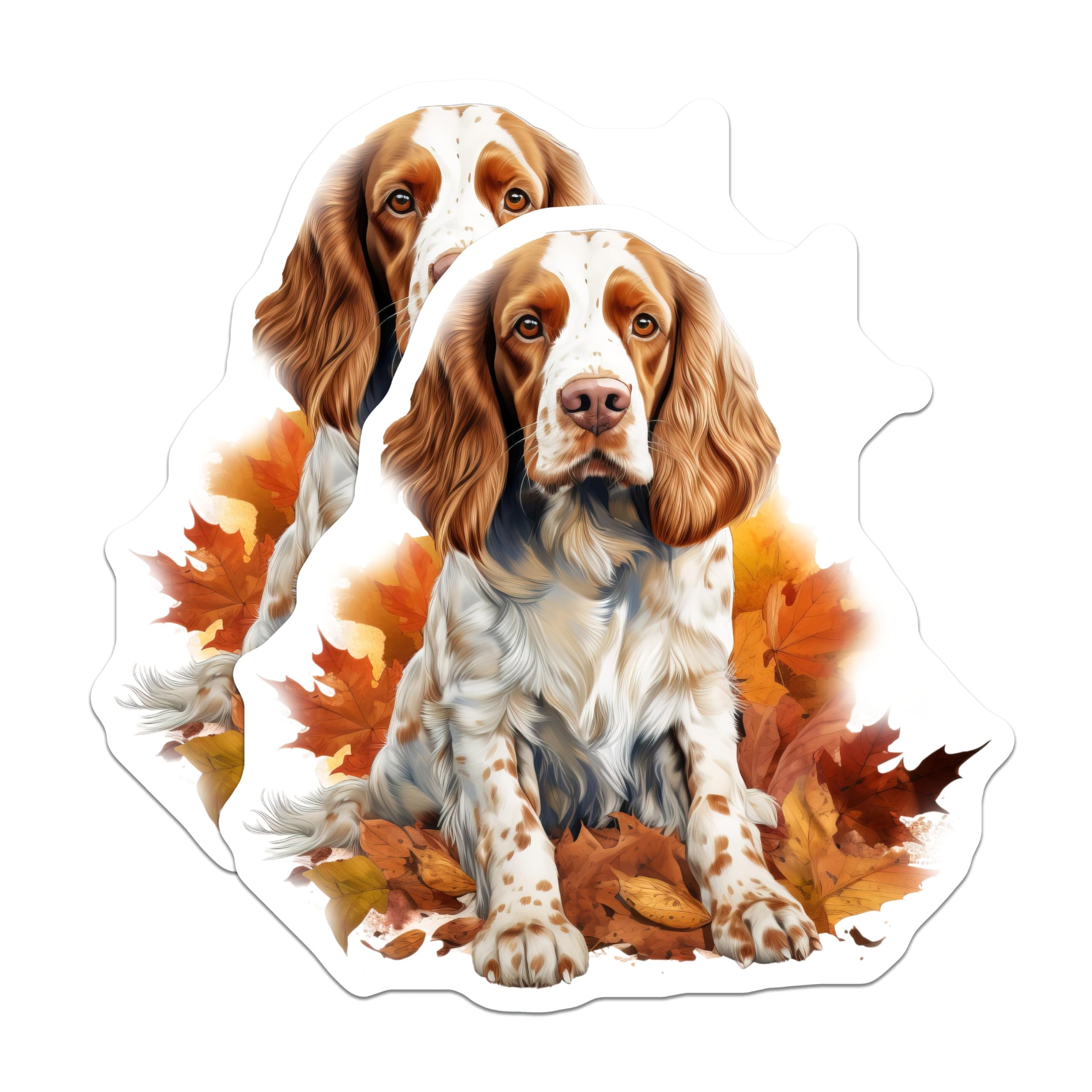 (2 Pack) Springer Spaniel Dog Magnets - Autumn Leaves Decor - Pet Owner Animal Lover - 5 Inches On Longest Side - Thick Durable Magnet - Made in USA - MAG29773