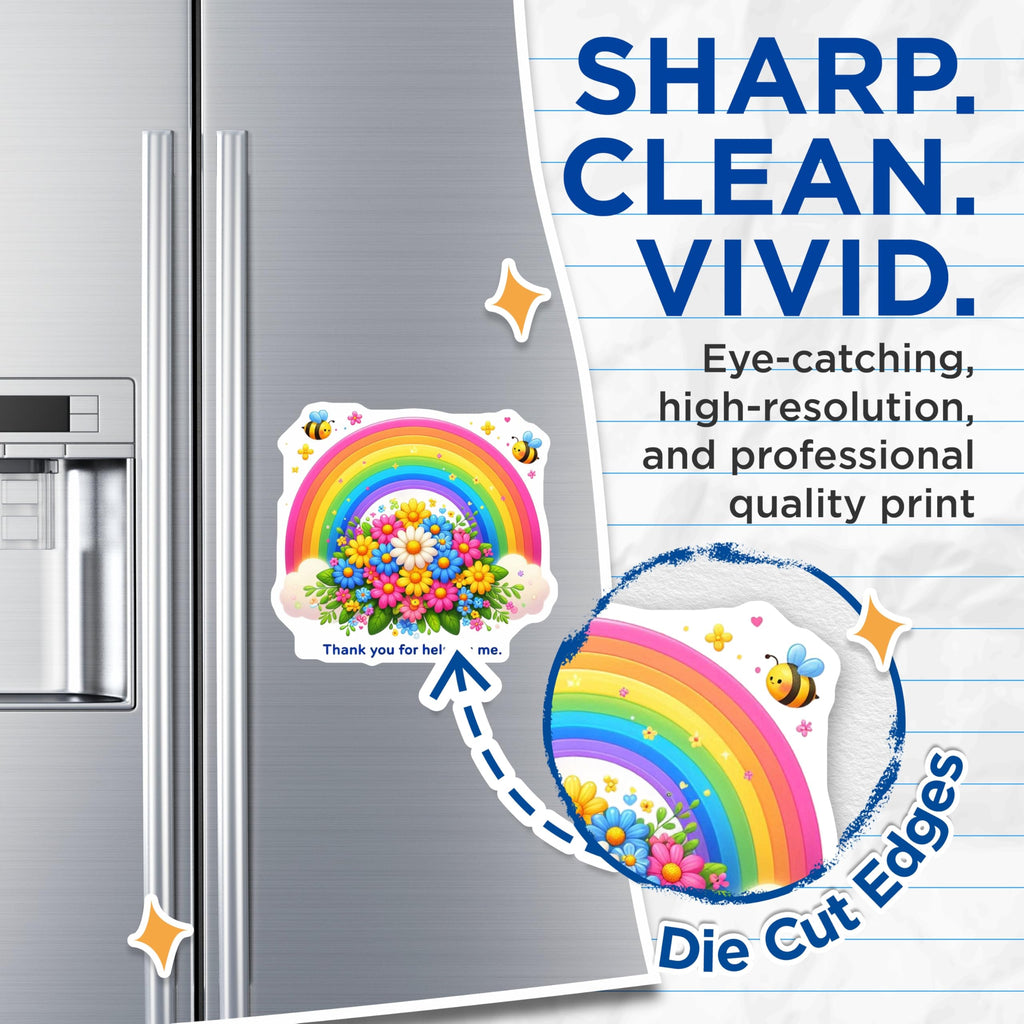 (2 Pack) Thank You Magnets - Rainbow Flower Art - Appreciation Gifts for Friends - 5" On Longest Side - Premium Magnet - for Cars, Refrigerators, Toolboxes, Lockers - Made in USA - MAG14280