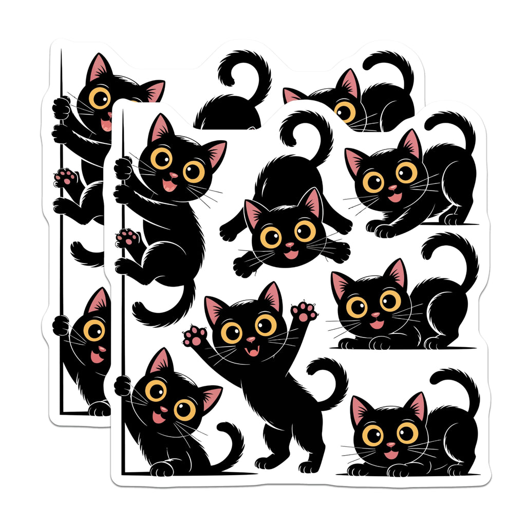 (2 Pack) Cute Black Cat Magnets - Playful Kitten Decor - Feline Refrigerator Art - 5 Inches On Longest Side - Thick Durable Magnet - Made in USA - MAG22877