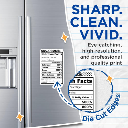(2 Pack) Aquarius Magnets - Zodiac Nutrition Facts - Astrology Signs Decor - 5" On Longest Side - Premium Magnet - for Cars, Refrigerators, Toolboxes, Lockers - Made in USA - MAG15425